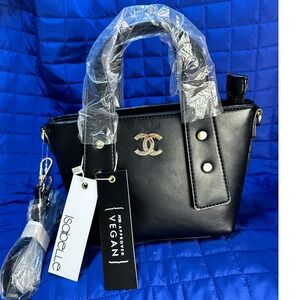 NWT Isabelle Black Vegan Leather Crossbody Bag PETA Approved Top Handle